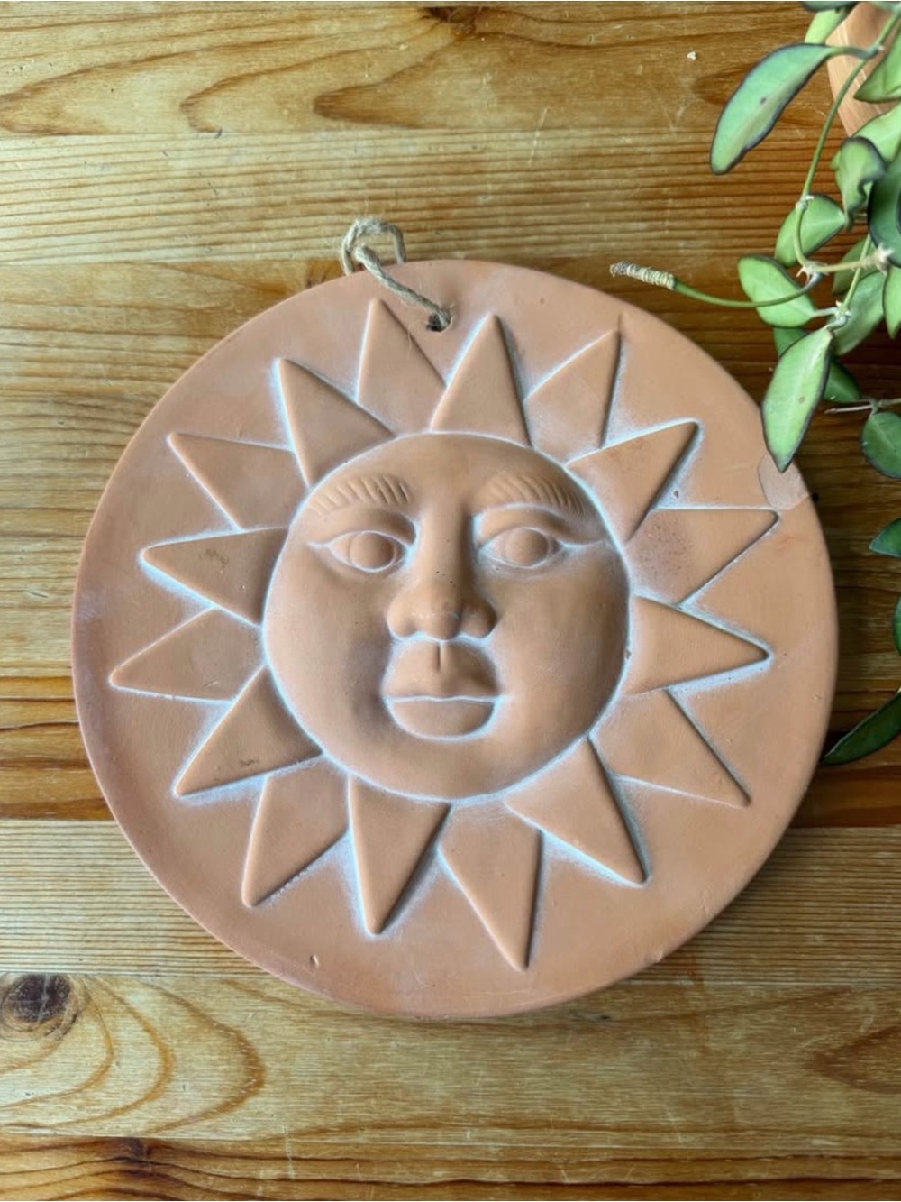 Vintage Terracotta Sun Face Wall Plaque